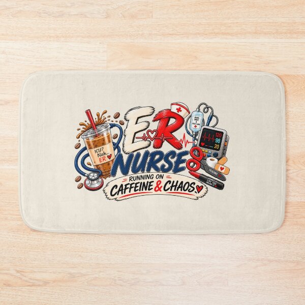 Item preview, ER Nurse – Running on Caffeine & Chaos | Funny Emergency Room Nurse designed and sold by HO•Designs.