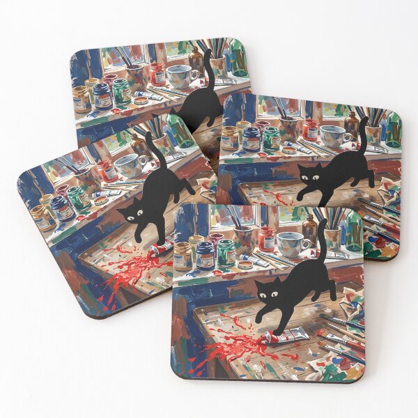 Item preview, Messy Black Cat Squeezing Paint Tube Matisse Style Art Print designed and sold by DuckOddity.