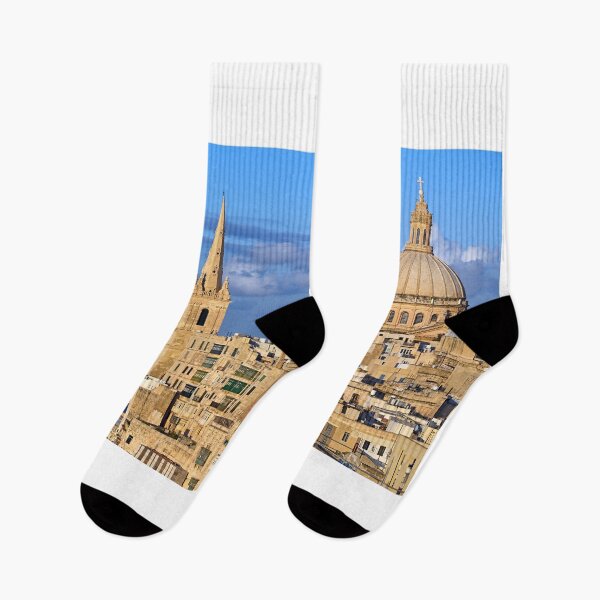 Artikelvorschau, Skyline von Valletta mit der Kuppel der Karmeliterkirche und der St.-Pauls-Kathedrale, Malta entworfen und verkauft von goceris.