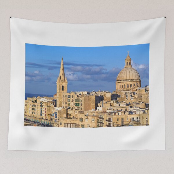 Item preview, Skyline of Valletta with Carmelite Church dome and St Paul's Cathedral, Malta designed and sold by goceris.