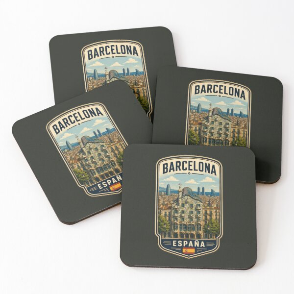 Item preview, Barcelona Casa Batllo Spain Travel Poster Gaudi Architecture Vintage Retro Badge Design designed and sold by Travel Souvenirs 30.