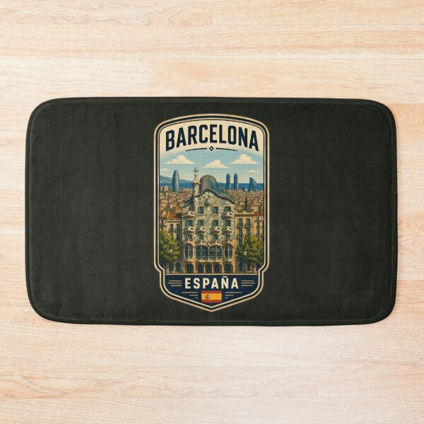 Item preview, Barcelona Casa Batllo Spain Travel Poster Gaudi Architecture Vintage Retro Badge Design designed and sold by Travel Souvenirs 30.