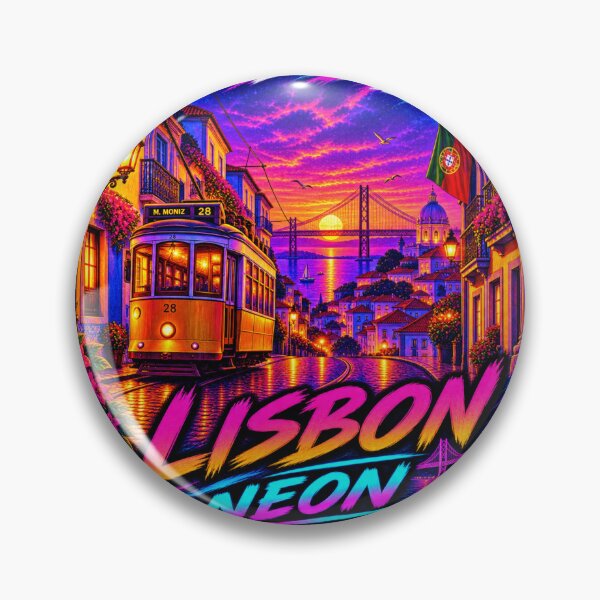 Item preview, Lisbon Neon Tram Sunset Cityscape designed and sold by Houldi.