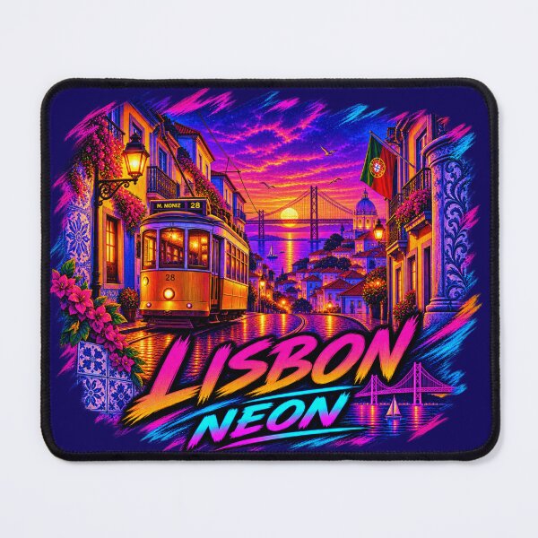Item preview, Lisbon Neon Tram Sunset Cityscape designed and sold by Houldi.