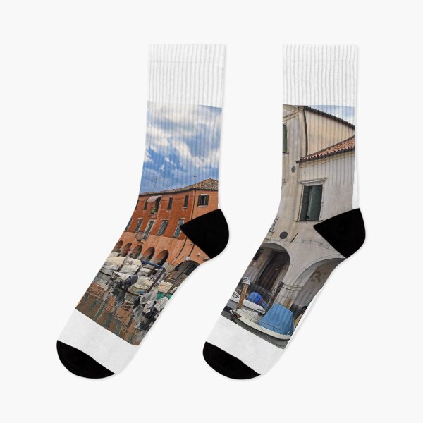 Item preview, Canal Vena with boats and colorful houses in Chioggia, Italy designed and sold by goceris.