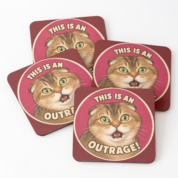 Item preview, Funny Angry Scottish Fold Cat Meme – This Is an Outrage! designed and sold by NoodlesTheCat.
