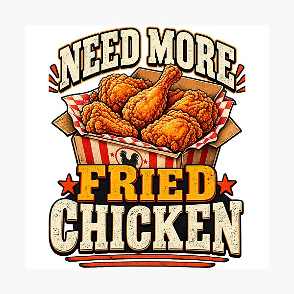 Item preview, Need More Fried Chicken Vintage Retro Americana Food Design designed and sold by DijaMar.