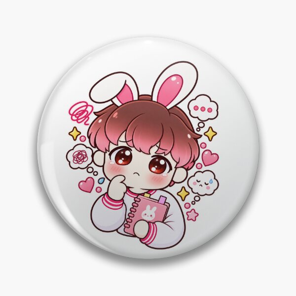 Item preview, Overthinker Bunny Boy Kawaii Thoughtful Chibi Character designed and sold by jkrkoko.
