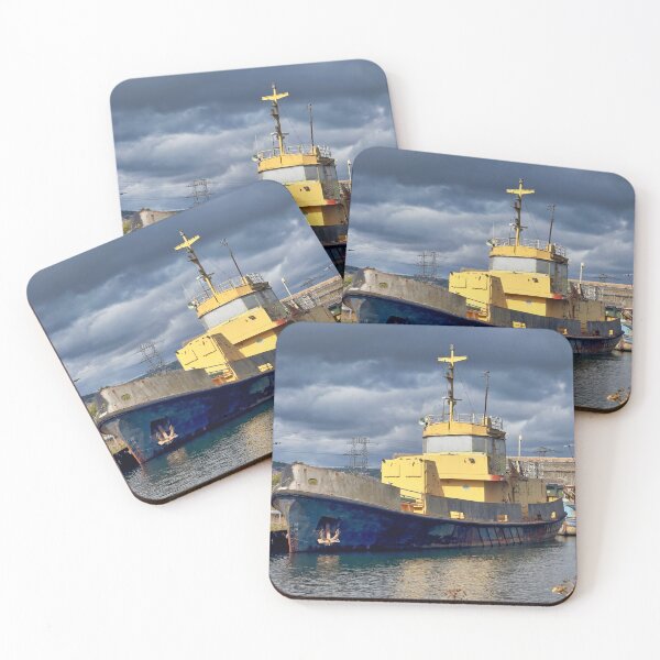 Item preview, Moody Abandoned Tugboat Photography - Vintage Rusting Boat Fine Art Print designed and sold by leonwoods.