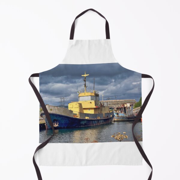 Item preview, Moody Abandoned Tugboat Photography - Vintage Rusting Boat Fine Art Print designed and sold by leonwoods.