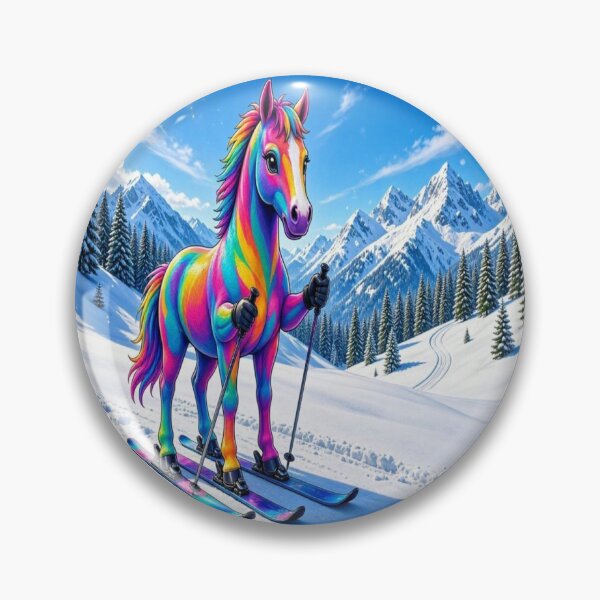 Item preview, Rainbow Horse Skiing in Snowy Mountains designed and sold by Breezes-of-Ida.