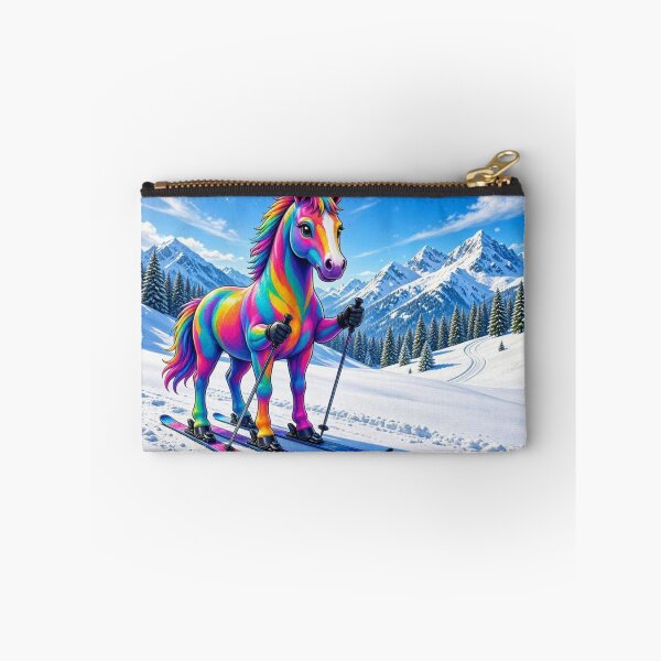 Item preview, Rainbow Horse Skiing in Snowy Mountains designed and sold by Breezes-of-Ida.