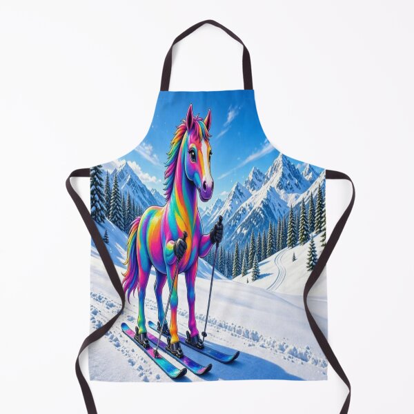 Item preview, Rainbow Horse Skiing in Snowy Mountains designed and sold by Breezes-of-Ida.