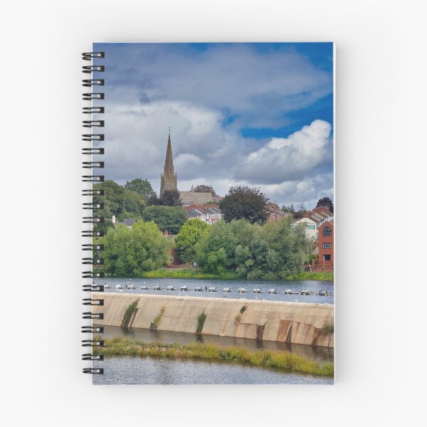 Item preview, Exeter River Exe Weir Cityscape - Scenic Devon Landscape Photography Print designed and sold by leonwoods.