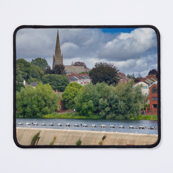 Item preview, Exeter River Exe Weir Cityscape - Scenic Devon Landscape Photography Print designed and sold by leonwoods.
