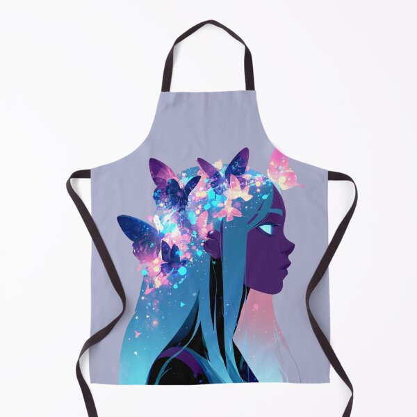 Item preview, Mystical Butterfly Woman with Cosmic Blue Hair and Pink Flowers PNG designed and sold by MythicMood.
