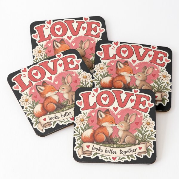 Item preview, Love Fox Rabbit Cute Animal Couple Vintage Romantic Design designed and sold by TulipsArtDesigns .