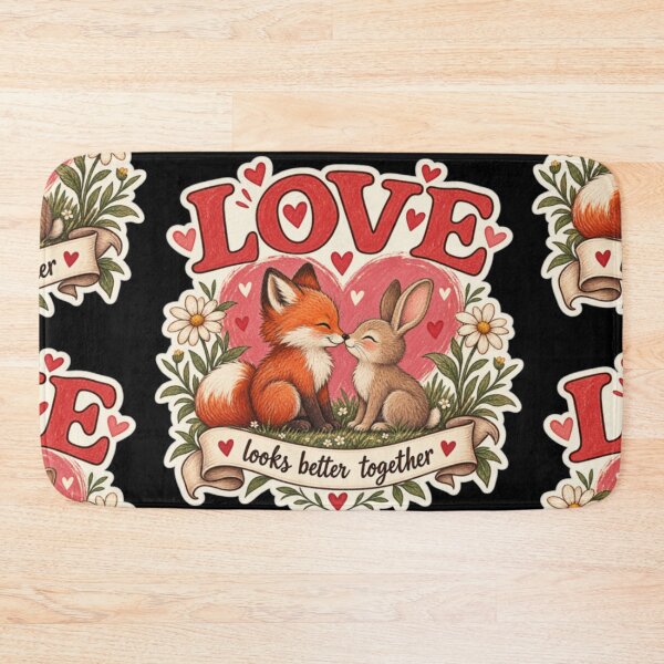 Item preview, Love Fox Rabbit Cute Animal Couple Vintage Romantic Design designed and sold by TulipsArtDesigns .