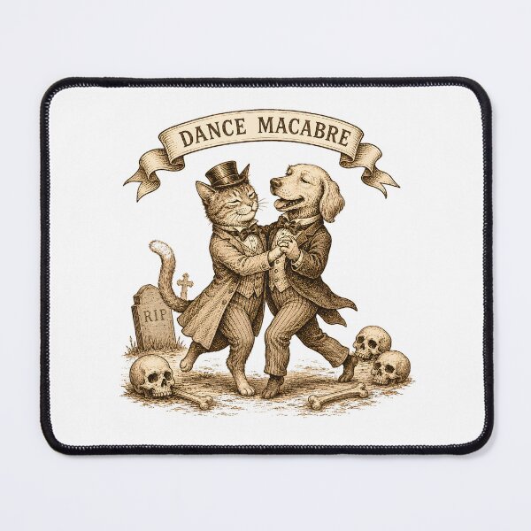 Item preview, Dance Macabre – Vintage Cat & Dog Gothic Art designed and sold by TOMSZE.