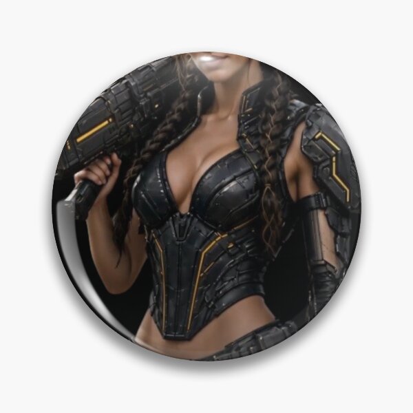 Item preview, Cyber Artillery Master - Neon Yellow Rocket Armor Girl designed and sold by EvolutionMerch.