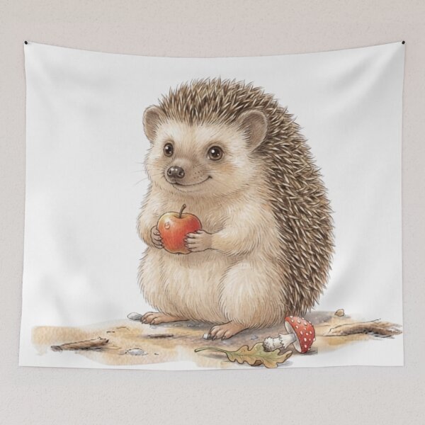 Item preview, Cute Hedgehogs Autumn Woodland Watercolor Pattern designed and sold by MBBialyPiksel.