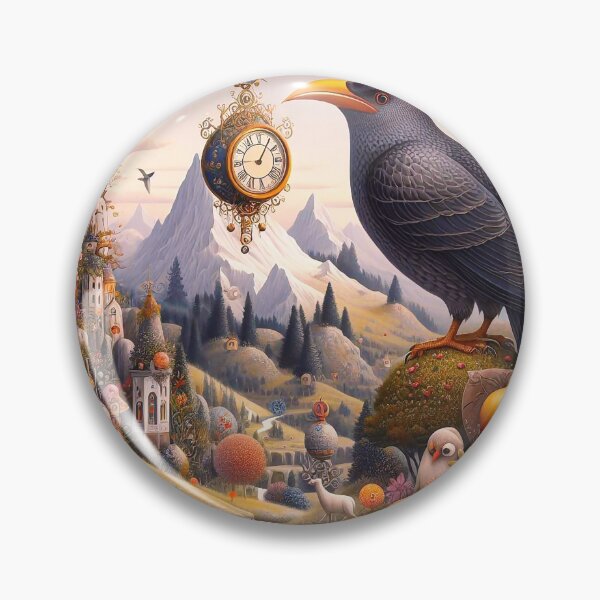Item preview, Surreal Crow in Fantasy Landscape with Clock designed and sold by Holub Art Studio & design.