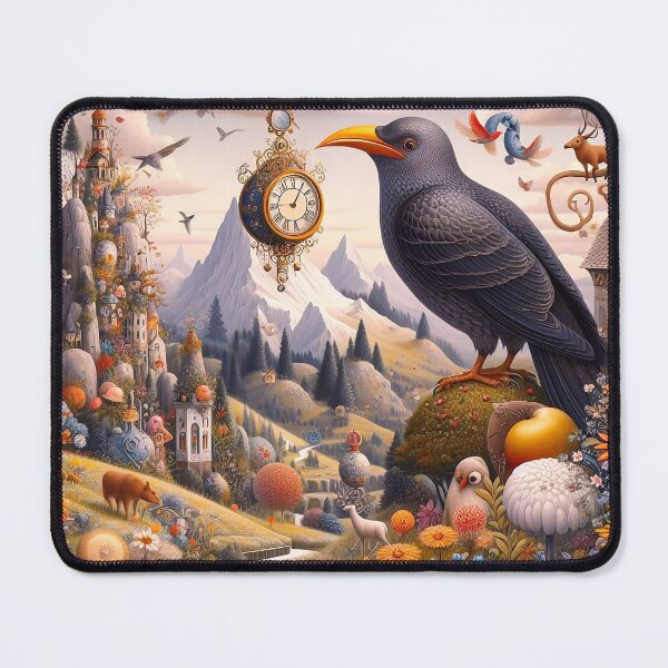 Item preview, Surreal Crow in Fantasy Landscape with Clock designed and sold by Holub Art Studio & design.