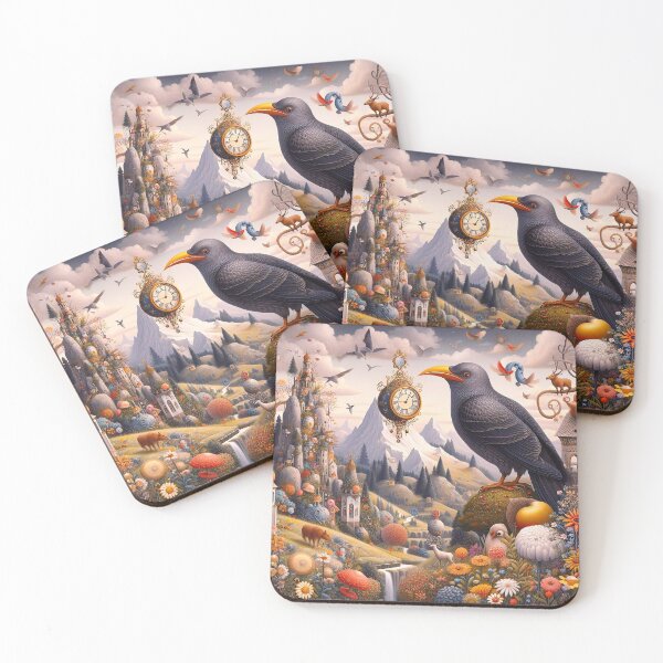 Item preview, Surreal Crow in Fantasy Landscape with Clock designed and sold by Holub Art Studio & design.