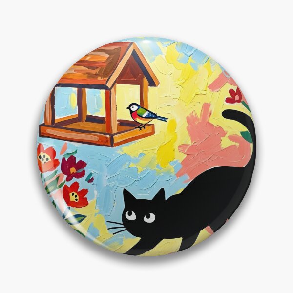 Item preview, Stealthy Black Cat Stalking Bird Feeder Matisse Style Print designed and sold by DuckOddity.