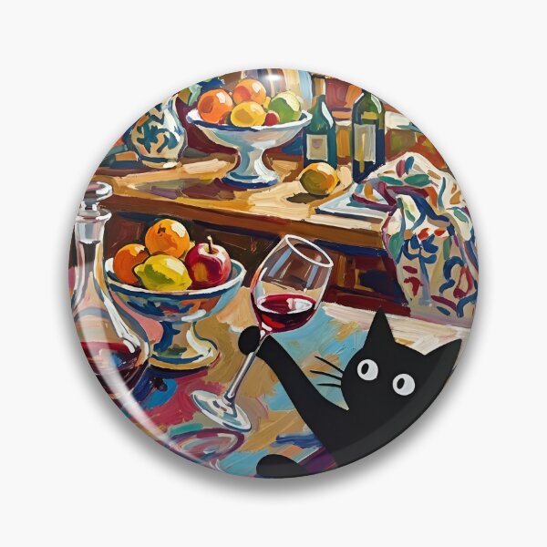 Item preview, Naughty Black Cat Tilting Wine Glass Matisse Style Poster designed and sold by DuckOddity.