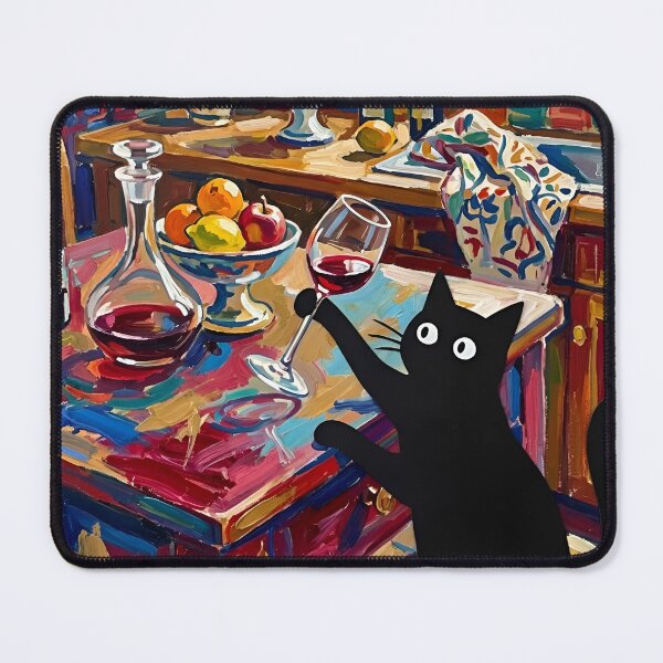 Item preview, Naughty Black Cat Tilting Wine Glass Matisse Style Poster designed and sold by DuckOddity.
