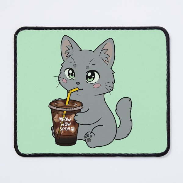 Item preview, Fluffy Gray Cat Brown Soda designed and sold by WindyFizz.