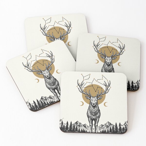 Item preview, Celestial Stag Constellation Woodcut Illustration designed and sold by The Mellonaire.