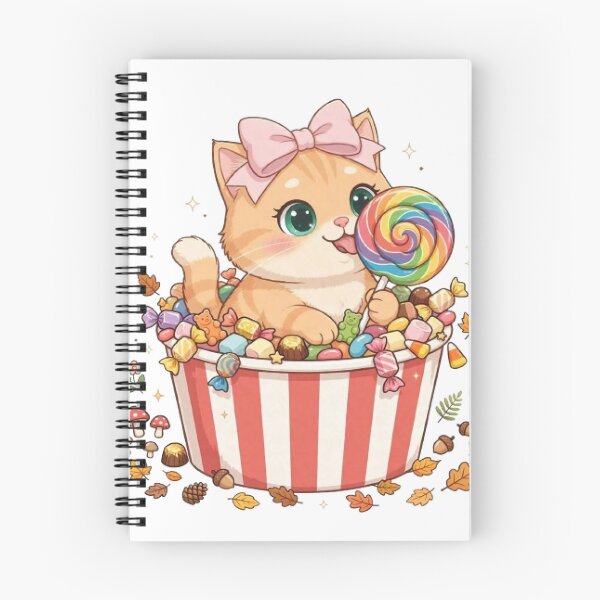 Item preview, Autumn Candy Bucket Cat Eating Lollipop designed and sold by Moody Vibes Studio.