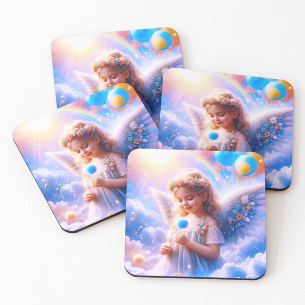 Item preview, Little Angel Girl in Rainbow Clouds designed and sold by Holub Art Studio & design.