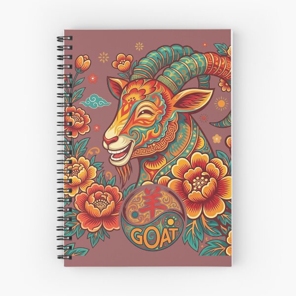 Item preview, Celestial Feng Shui Goat Yin Yang Peony Bloom Asian Folk Art designed and sold by taogiauco.