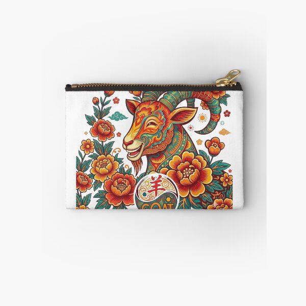Item preview, Celestial Feng Shui Goat Yin Yang Peony Bloom Asian Folk Art designed and sold by taogiauco.