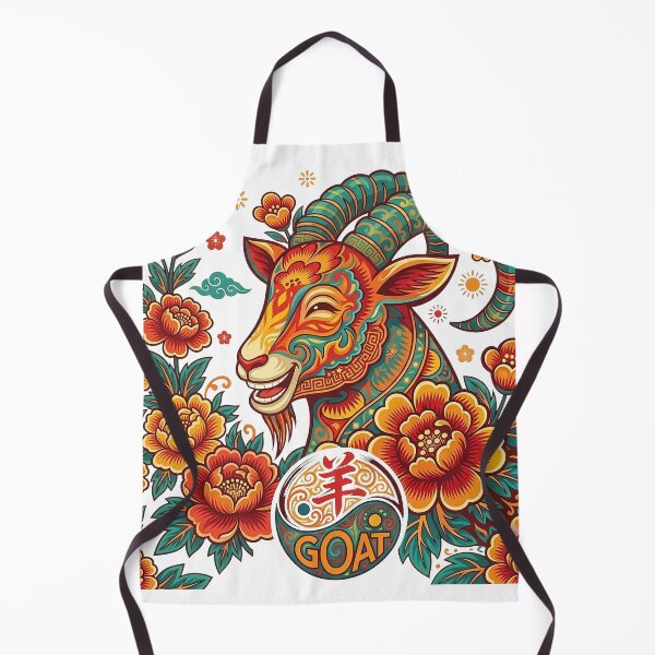 Item preview, Celestial Feng Shui Goat Yin Yang Peony Bloom Asian Folk Art designed and sold by taogiauco.