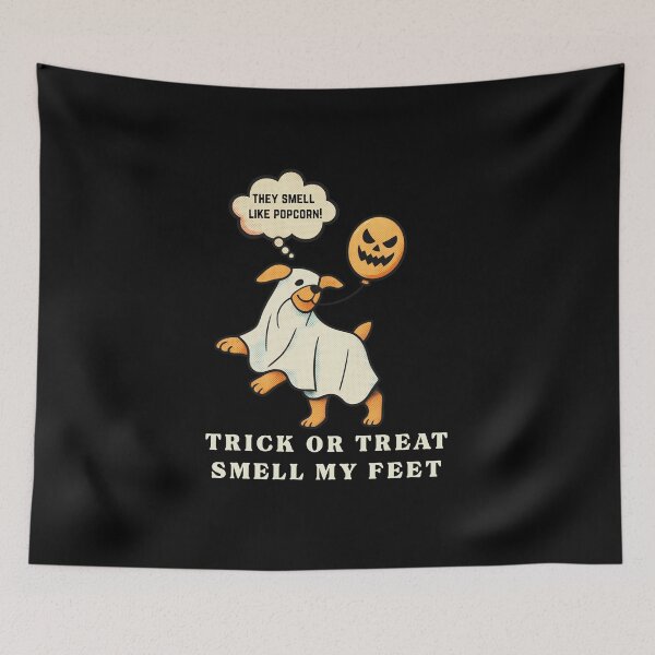 Item preview, Trick or Treat Smell My Feet Funny Halloween Ghost Dog | Light Ink Edition designed and sold by SunandShade.