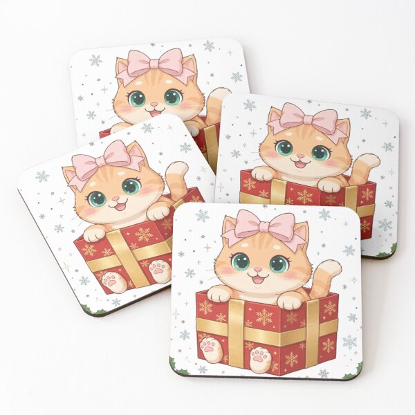 Item preview, Christmas Gift Box Cat Cute Kitten designed and sold by Moody Vibes Studio.