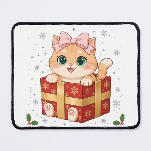 Item preview, Christmas Gift Box Cat Cute Kitten designed and sold by Moody Vibes Studio.