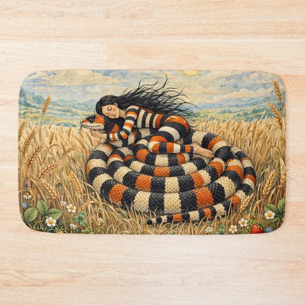 Item preview, Whimsical Girl and Snake in Strawberry Field designed and sold by m-y-A-I-A-R-T-.