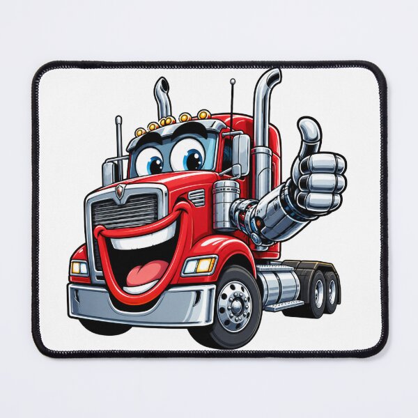 Item preview, Cute Happy Red Semi Truck Thumbs Up Cartoon - Big Rig Mascot designed and sold by Haque Designs.