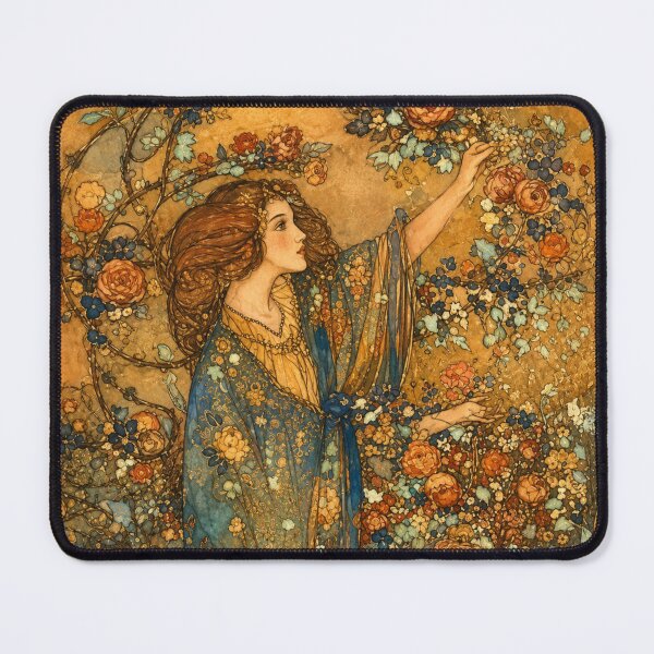 Item preview, Vintage Fantasy Wall Art, The Flower Maiden by Annie French, Art Nouveau Floral Woman Print designed and sold by RickE.
