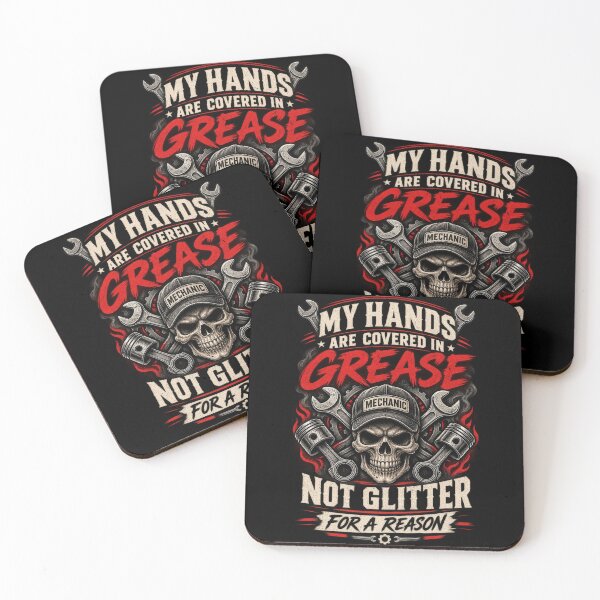 Item preview, My Hands Are Covered In Grease Not Glitter Funny Mechanic Skull T-Shirt designed and sold by Drip5.