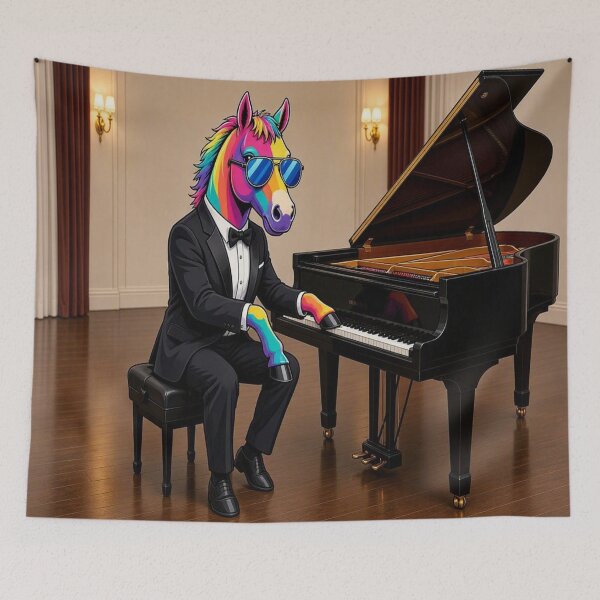 Item preview, Rainbow Horse Playing Grand Piano in Tuxedo designed and sold by Breezes-of-Ida.