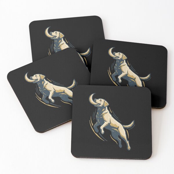 Item preview, Jumping Yellow Labrador Retriever Graphic | Vintage Fetching Dog Vector Art designed and sold by mood-draftsman.