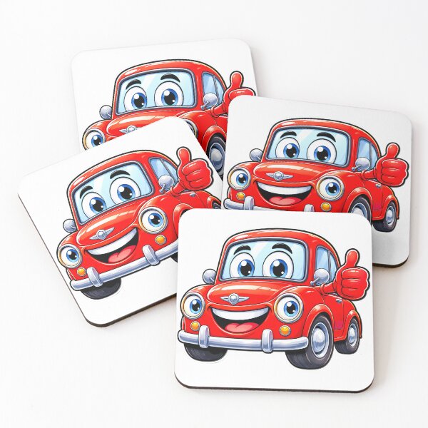 Item preview, Cute Happy Red Mini Car Thumbs Up Cartoon - Friendly Vintage Car Mascot designed and sold by Haque Designs.
