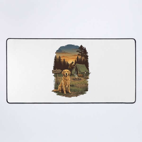 Item preview, Golden Retriever Camping Scene | Vintage Outdoor Adventure Graphic designed and sold by mood-draftsman.