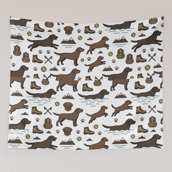 Item preview, Chocolate Labrador Hiking Adventure Pattern - Outdoor Dog Lover designed and sold by mood-draftsman.